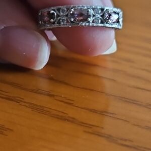 Silver and Purple Eternity Ring with Gemstones